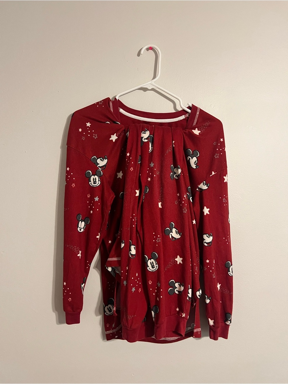 Disney Women’s Mickey Mouse Pajama Set Size Small Red Long Sleeve & Pants